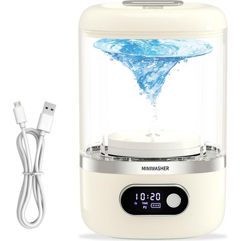 Mini machine à laver portable, 1 L, rechargeable, sans fil, compacte, idéale pour les soutiens-gorge, les sous-vêtements et les chaussettes. Panier à linge inclus. (1/5)