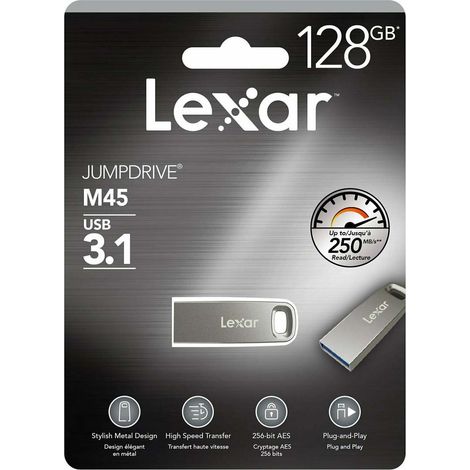 Lexar JumpDrive M45 lecteur USB flash 128 Go USB Type-A 3.2 Gen 1 (3.1 Gen 1) Argent (1/3)