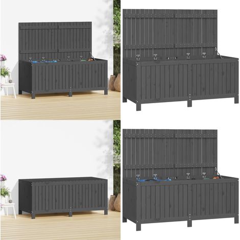 Gartentruhe Grau 147x68x64 cm Massivholz Kiefer - Gartentruhe - Gartenaufbewahrung - Holzkiste - Kiefernwood - Outdoor Möbel - Home & Living