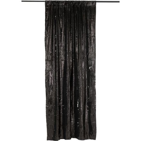 Rideau à Passants "Sequin" 125x250cm Noir & Argent (1/5)