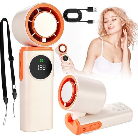 Ventilatore portatile Turbo da 6000 mAh con raffreddamento a ghiaccio - Autonomia della batteria di 20 ore - Ricaricabile - Mini ventilatore personale - Effetto compressione del ghiaccio - 6000 m (1/5)
