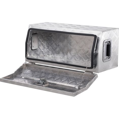 Mophorn Boîte à outils en aluminium pour camion, 762x330,2x330,2 mm, coffre de benne avec surface antidérapante, poignées latérales, serrure en T et clés, idéale pour remorques,argent