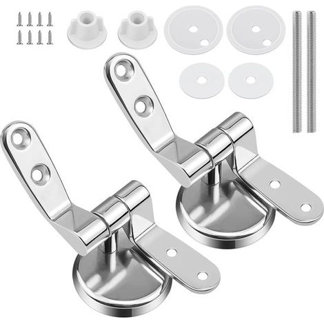 Material de montaje para bisagras de asiento de inodoro, bisagra de repuesto para asiento de inodoro con tornillos y tuercas, 1 par (1/4)