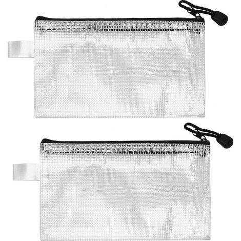 Lot de 30 pochettes zippées en filet B6 (13,5 x 19,5 cm), imperméables, idéales pour l'école, les puzzles et les jeux. Couleur : noir transparent. (1/5)