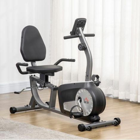 Liegeheimtrainer 122-137x62x103 cm aus Stahl/ABS schwarz, LCD-Display, platzsparend – MEUBLIV (1/5)