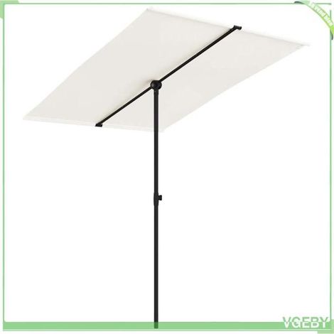Parasol de jardin - FAFEICY - 47337 - 200 x 150 cm - Mât aluminium - Réglable 105-215 cm - Blanc sable (1/5)