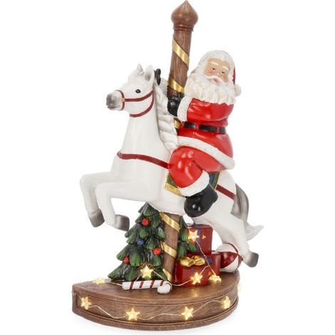 Babbo natale" Adley"  in poliresina per decorazioni natalizie -Con cavallo (1/2)