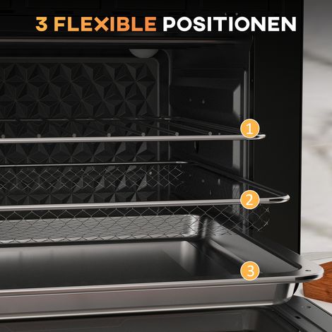 Mini-four 20 L, friteuse sans huile, grill, cuisson, chaleur tournante, 90-230°C, minuteur, 1400 W, noir et or (1/4)