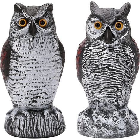 Lot de 2 Statues de Hibou artificielles en Plastique pour éloigner Les Pigeons de la Maison, du Jardin, de la Piscine. (1/5)