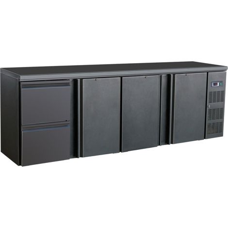 Arrière bar réfrigérée noir 3 portes et 2 tiroirs - Combisteel (1/5)