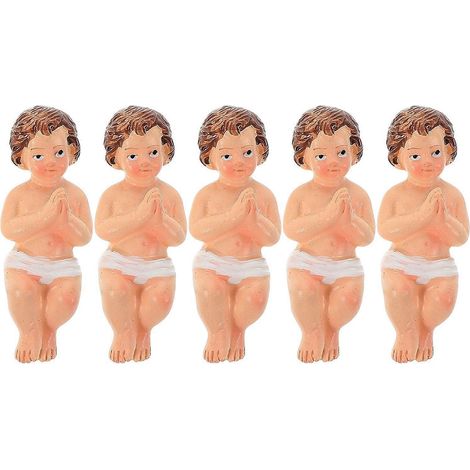 Lot de 5 figurines miniatures de l'Enfant Jésus en résine, statues de la Nativité à collectionner pour la décoration de Noël et les objets religieux pour la maison. (1/5)