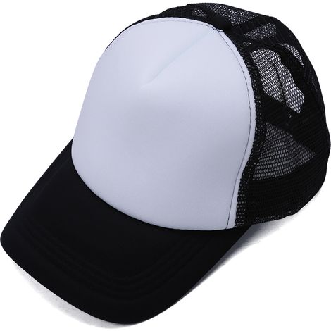 Casquette Baseball Maille - Visière Courbée - Ajustable 54-63 cm - Noir Blanc - 1 Pièce (1/3)