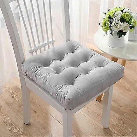 Coussin de chaise matelassé en imitation daim, 43 x 43 cm, noir (1/4)