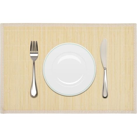 6 Sets de Table en Bambou 30 x 45 cm Naturel Beige pour (1/4)