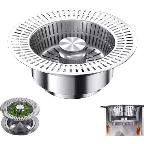 3 und 1 Küchenspülen-Stopper, 304 Edelstahl, einziehbarer Spülbecken-Stopper, universeller Küchenspülen-Stopper, Küchenspüle-Sieb, Spülbecken-Stopfen für Außendurchmesser 110 mm