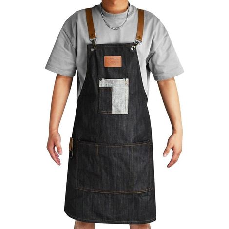 Küchenschürze, verstellbare Schürze mit Taschen, Kochschürze, Grillschürze, Putzschürze, Malerschürze für Erwachsene, Friseurschürze, Schweißerschürze, Kochschürze (1/4)