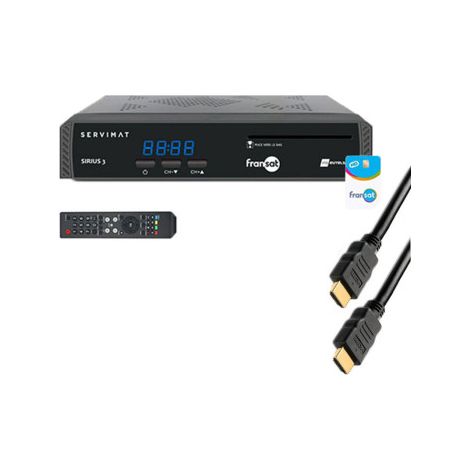Pack SERVIMAT Récepteur TV Satellite HD + Carte Fransat PC7 + Câble HDMI (1/2)