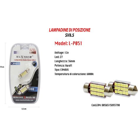Trade Shop - POSITIONSLAMPEN SV8.5 12V 27 LED 36 MM 6 WATT CANBUS 6000K MAXTECH L-P051 -