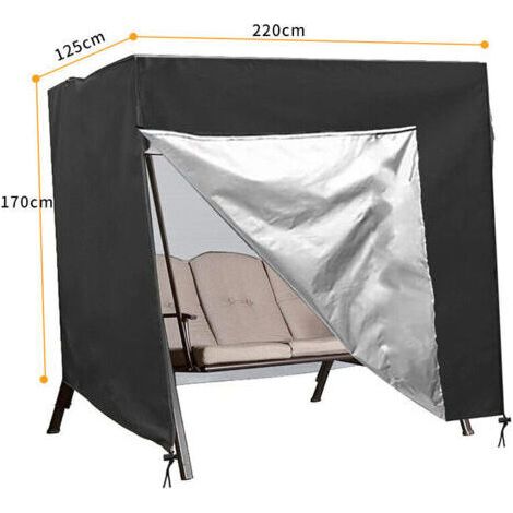 Housse de Balancelle de Jardin 3 Places 220x125x170Cm Imperméable Oxford Bâche de Balancelle Anti-UV Couverture de Protection Balançoire Extérieu