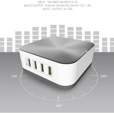 Trade Shop - DESKTOP-LADEGERÄT TISCH 8 USB-STECKER 10A HANDY-AKKU-LADEGERÄT -