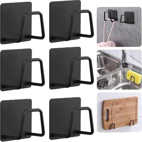 Porte Éponge - Cuisine - Acier Inoxydable 304 - Adhésif - Noir - Design Compact (1/4)