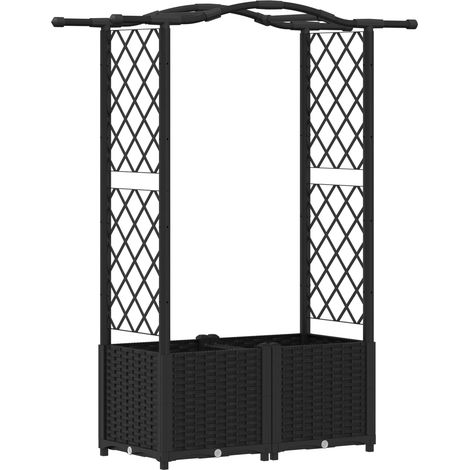 Maison Exclusive - Hochbeet mit Rankgitter und Dach Schwarz 125 x (1/5)