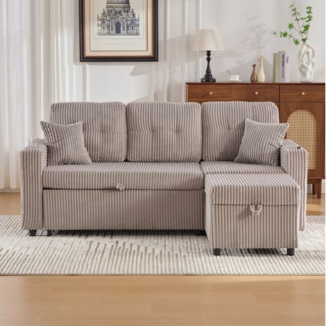 sofá cama con almacenaje y USB-C de pana 196 cm OKMYHOME (1/5)