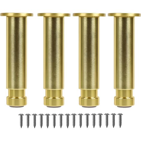 4Pcs Pieds de Meuble Réglables en Aluminium Allié - Hauteur Ajustable, Pieds de Rechange métal pour Table Basse, Armoire, Salle de Bain, Canapé, lit - Support Solide et Durable (Doré, 20CM) (1/5)