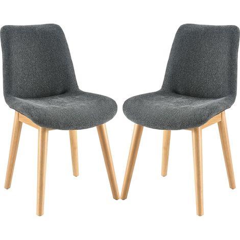 PADMA HOUSE Comfortable Dining Chairs, Mid-Century Modern Kitchen Dining Room Chairs, Upholstered Backrest Boucle Dining Chair with Black Metal (2, Dark Grey) (1/5)