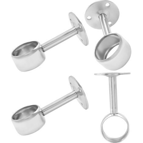 Supports de penderie en acier inoxydable - Lot de 4, fixation murale, avec vis, adaptés aux tubes de 19 mm, robustes et esthétiques (1/5)