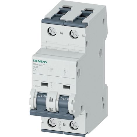 Siemens Interruptor automático 230V 10kA, 1+N polos, C, 4A, T=70mm, 5SY45047