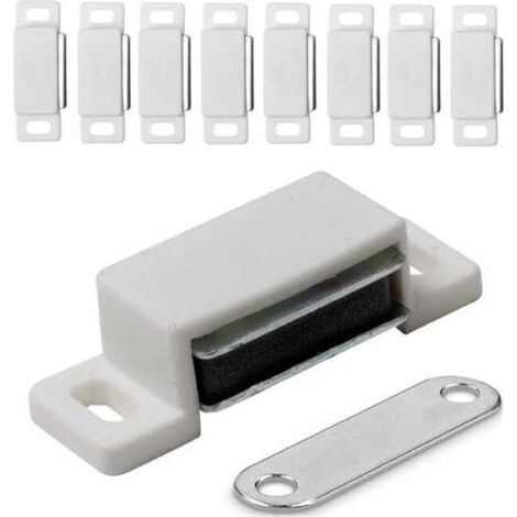 Serrures magnétiques pour meubles, portes, fermetures magnétiques pour armoires et placards - Blanc, 10 pièces (1/4)