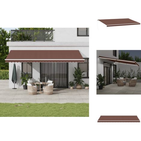 Auvent manuel rétractable avec LED marron 600x300 cm - Auvent Retractable - Parasol - Abri Solaire - Éclairage Led - Terrace (1/5)