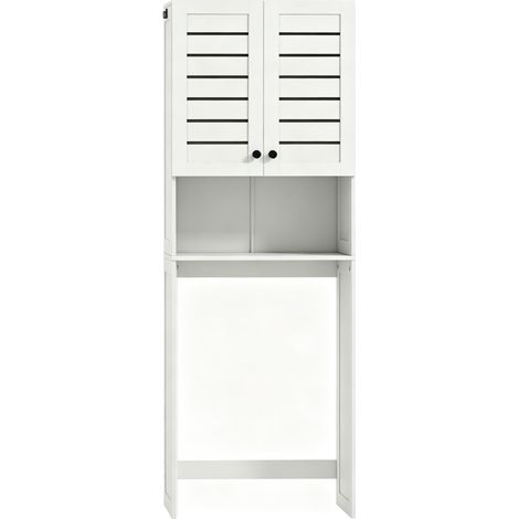 Meuble au-dessus des toilettes et machine à laver, armoire WC double porte, portes opaques, étagère gain de place pour petite salle de bain (1/5)