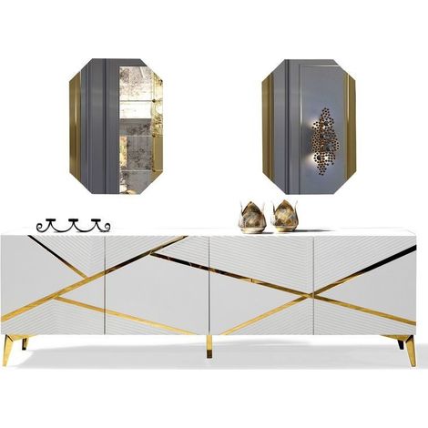 Aparador 4 puertas DIAMOND blanco 220 x 73 x 45 cm