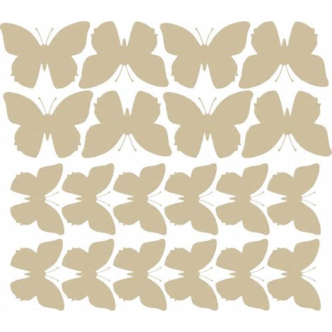Adesivi murali a forma di farfalle, grandi, 20 pezzi, beige lucido