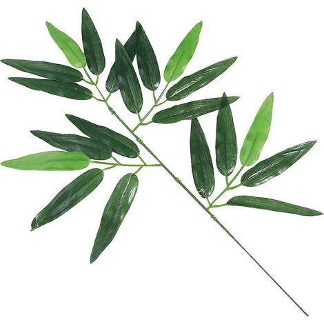 Lot de 12 feuilles de bambou artificielles vertes, fausses plantes vertes, pour la décoration de la maison, de l'hôtel ou du bureau-45.00X35.00X0.50CM (1/2)