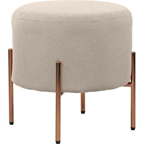 Pouf colorato tondo gambe oro grigio chiaro - Kate (1/5)