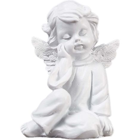 Figura de ángel de resina, figura de ángel para bautizo, pequeña figura de ángel durmiente, adorable figura de querubín, escultura de ángel para bodas, bautizos y Navidad, 5,5 x 6,5 cm. (1/5)