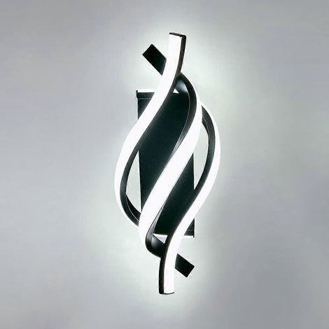 Applique murale en aluminium noir, style simple et créatif, 22 W, en acrylique blanc froid, idéale pour chambre, salon, couloir ou entrée. (1/5)