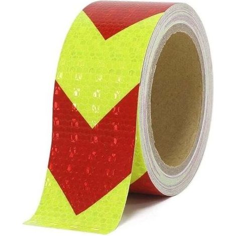 Ruban de signalisation réfléchissant rouge et jaune 5cm x 10m – Haute visibilité étanche pour chantiers humides – Surface ultraréfléchissante (1/3)