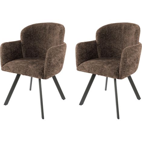 Lot de 2 fauteuils repas 58x61x85 cm en tissu texturé taupe - GETY (1/5)