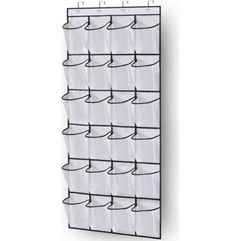 FENOPLASTICALe range-chaussures à suspendre derrière la porte, un range-chaussures suspendu avec 24 grands sacs en filet, permet de ranger soigneusement les chaussures sur la porte de l'armoire et est (1/4)