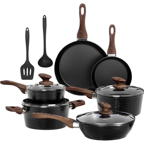 Kitchen Academy Set of 12 Saucepans and Induction Pans Black (1/5)
