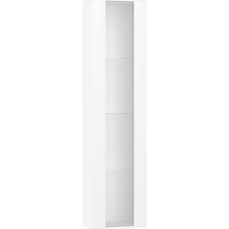 ELVMI Vitrine mit 1 Tür, 4 Ebenen, transparenter Trennwand und verstellbarer LED für Wohnzimmer aus Spanplatte 40 × 29 × 170 cm Weiß (1/5)