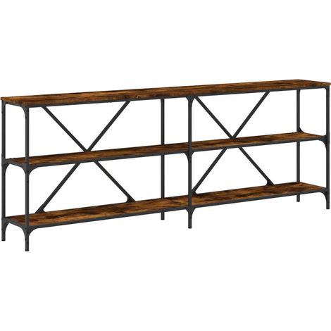 Maison Exclusive - Tavolo Consolle Rovere Fumo 200x30x75cm Legno Multistrato Ferro