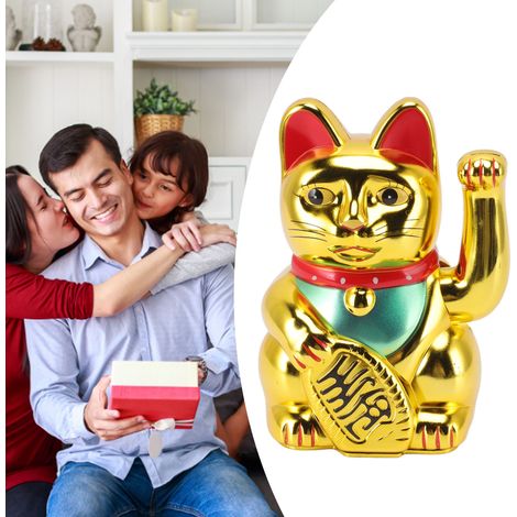 Statue Chat Maneki-neko Fortune Cat + 0256A + Chat de Fortune Doré Bright Golden 6in Invitant la Richesse et les Bénédictions (1/5)