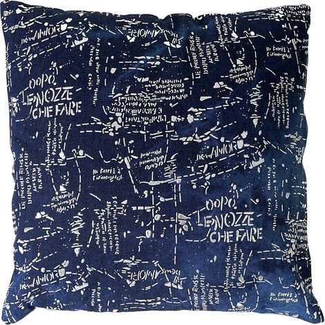 Cojín azul brillante con estampado de escritura 45x45 cm con funda extraíble DEC04070 (1/4)