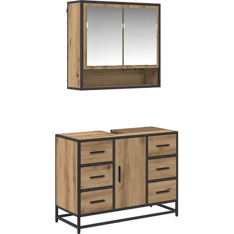 Maison Exclusive - Badezimmermöbel-Set mit Regal 2 pcs Artisan-Ei