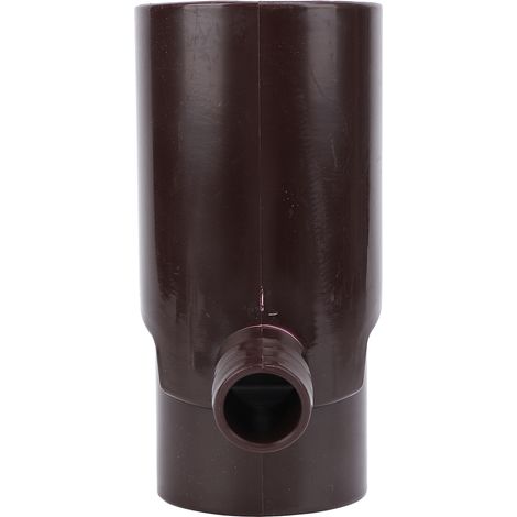 Dévieur de gouttière rond 8 cm en plastique marron, kit récupérateur d'eau de pluie pour arrosage et aquarium avec tuyau et collier (1/5)